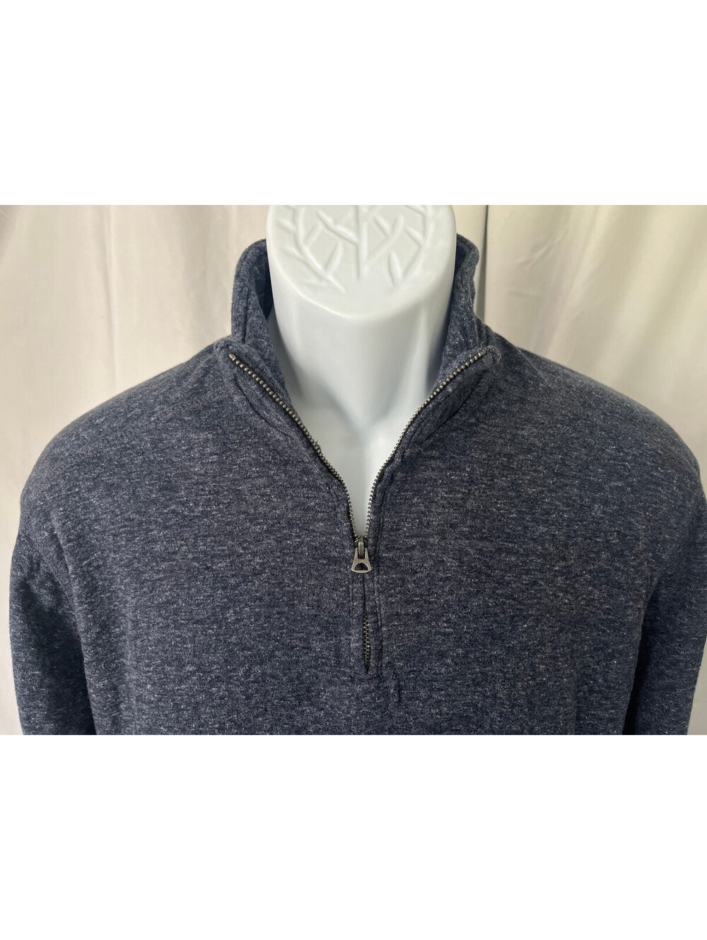 J. Crew Men's Blue Thermal Knit Goods 1/4 Zip Pullover Sweater Jacket L